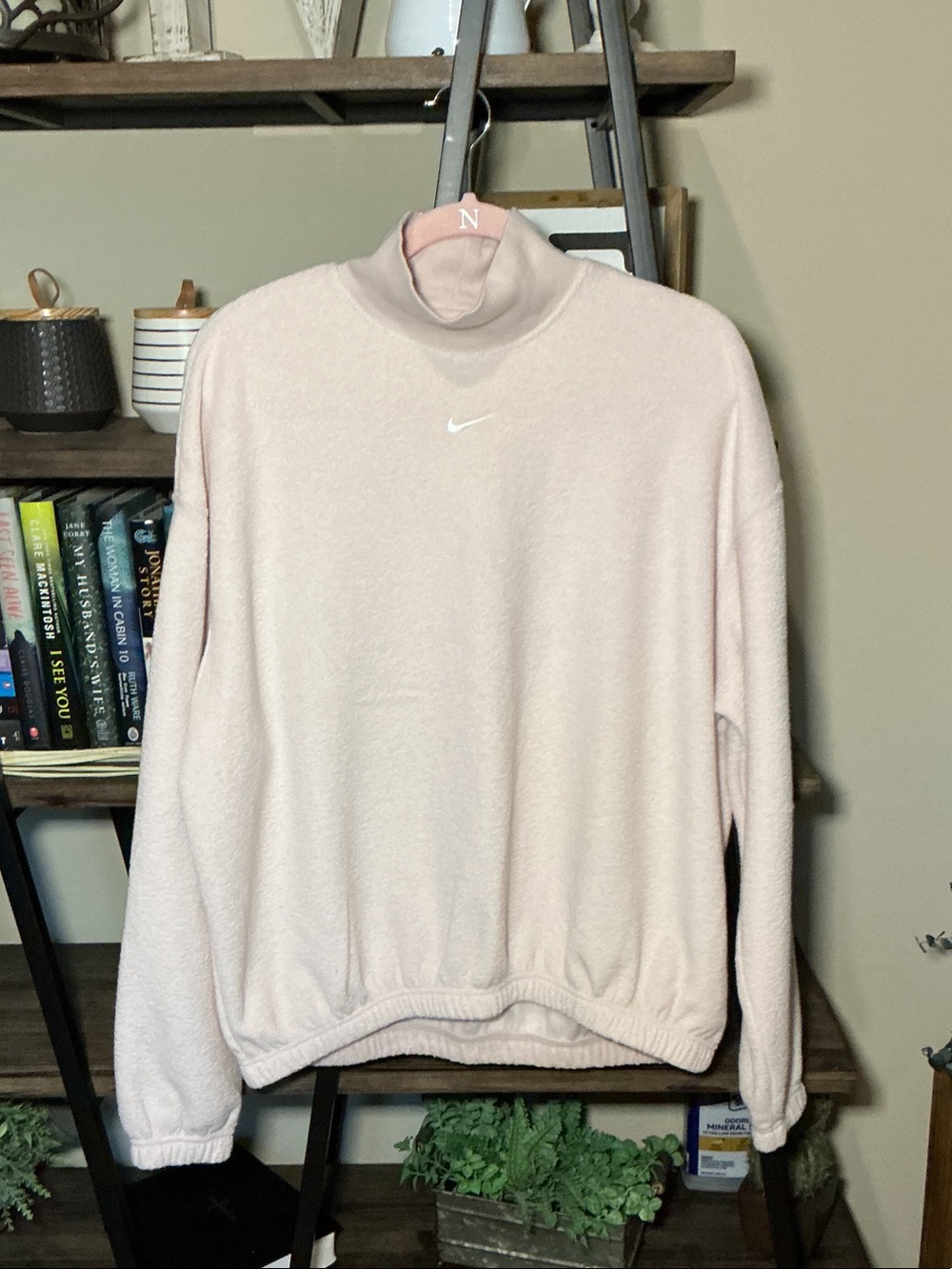 Nike Sportswear Phoenix Plush Women's Cozy Fleece Oversized Mock-Neck Top Size M